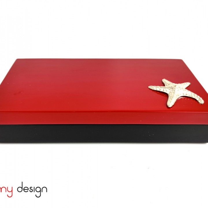 Red pen box, 3 compartments attached with starfish 12*23 cm, not included pen